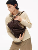 SOFT COLLAR M HOBO BAG - CHOCOLATE