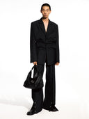 STONE L HOBO BAG - BLACK
