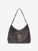 STONE L HOBO BAG - EBONY BROWN