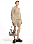 STONE L HOBO BAG - SILVER