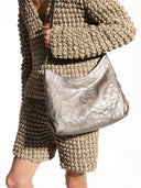 STONE L HOBO BAG - SILVER